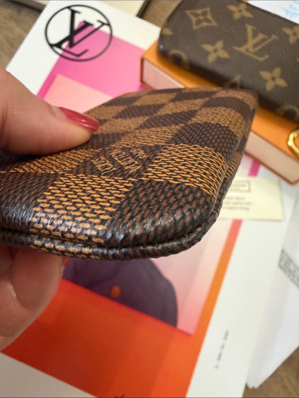Louis Vuitton Brown Damier Ebene Key Pouch with Gold Hardware - Picture 14 of 14